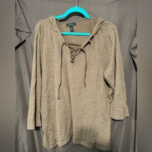 Ralph Lauren Green Striped Lace-Up Hoodie